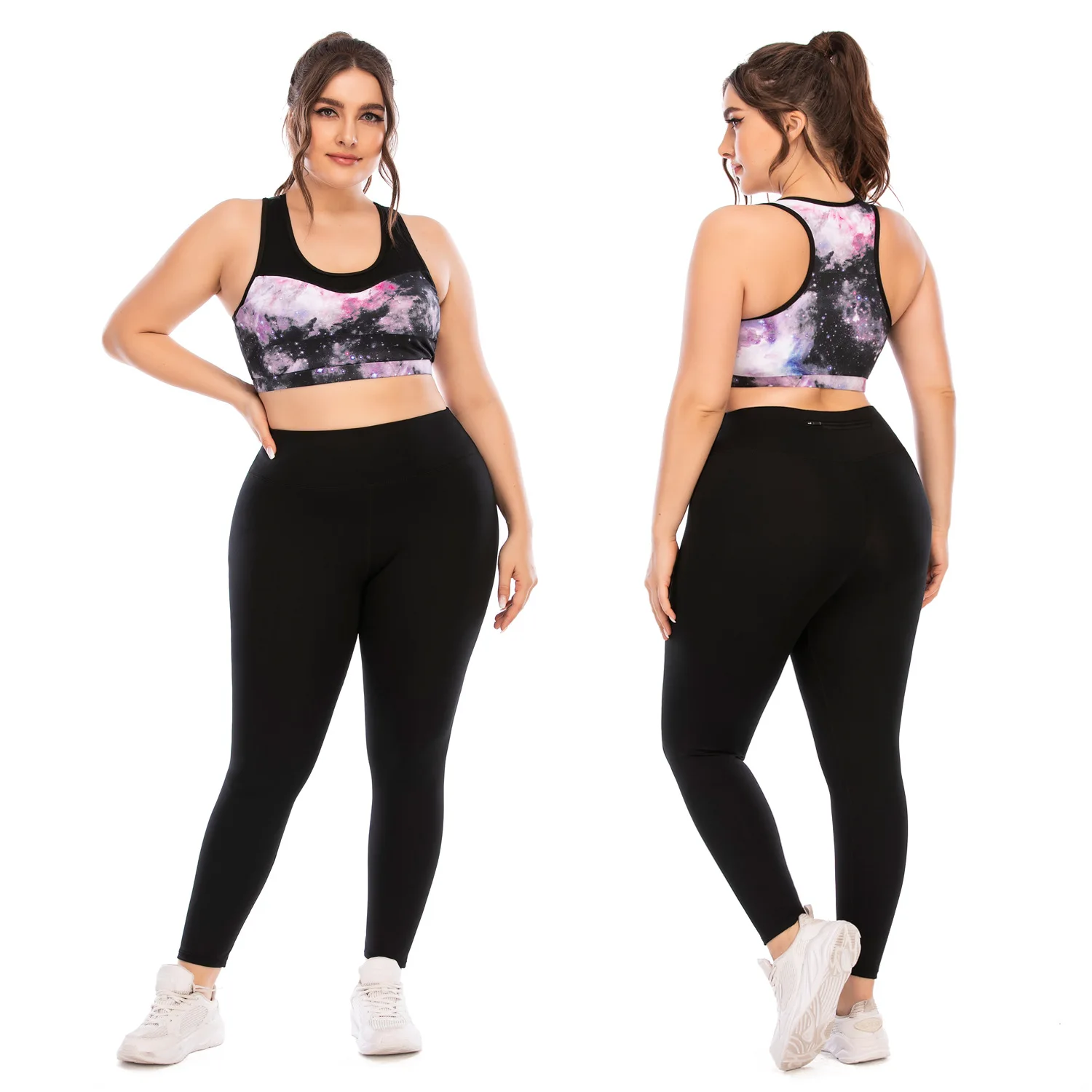 

Women Seamless Sports Bra Yoga Leggings 2 Piece Set Workout Clothes Gym suit plus size yoga pants plus size yoga set pockets, Picture color