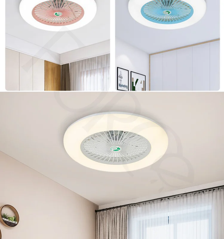 Cheap Price 22 inch Decorative Ceiling Fan Lighet Bladeless Remote controller Ceiling Fan with LED Light