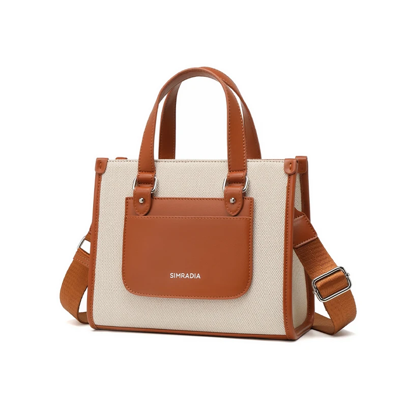 SIMRADIA Bohemian Lady Fashion Canvas Luxury Waterproof Crossbody Handbag Three Straps Zipper Closure for Women Travel Outdoor