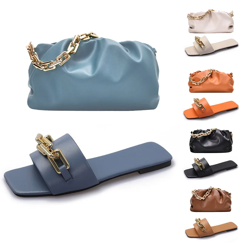 

High Quality Purses And Handbag PU Leather Purses And Sandals Sets Flat Shoes And Bag Set Matching Handbags For Women Luxury