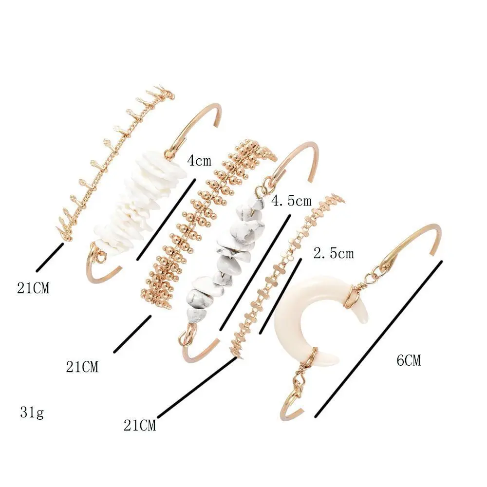 

2020 new arrival Bohemian moon natural stone bracelet bang set fashion women female shell srescent beaded chain bracelet, Picture