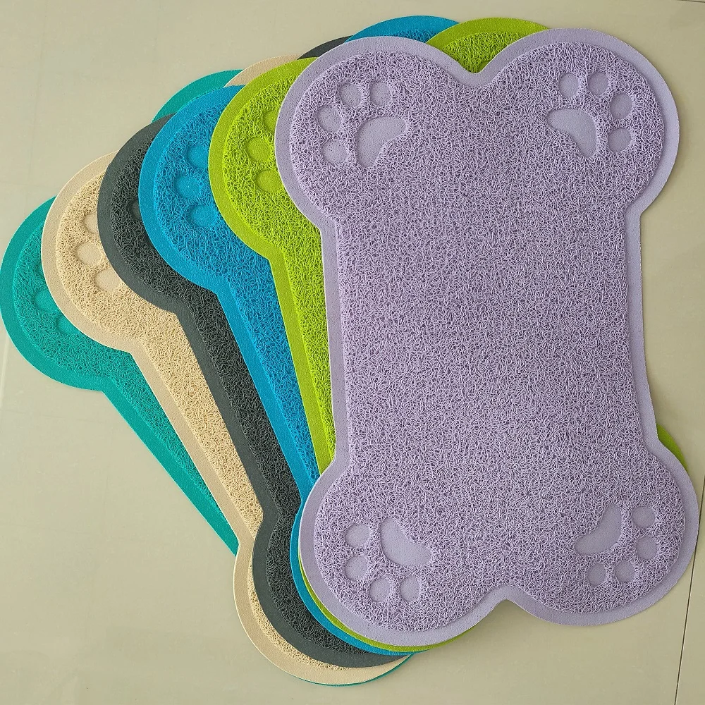 Pet Mat With Bone Shape Pvc Eco Friendly Dog Paw Cleaning Mat Shaped