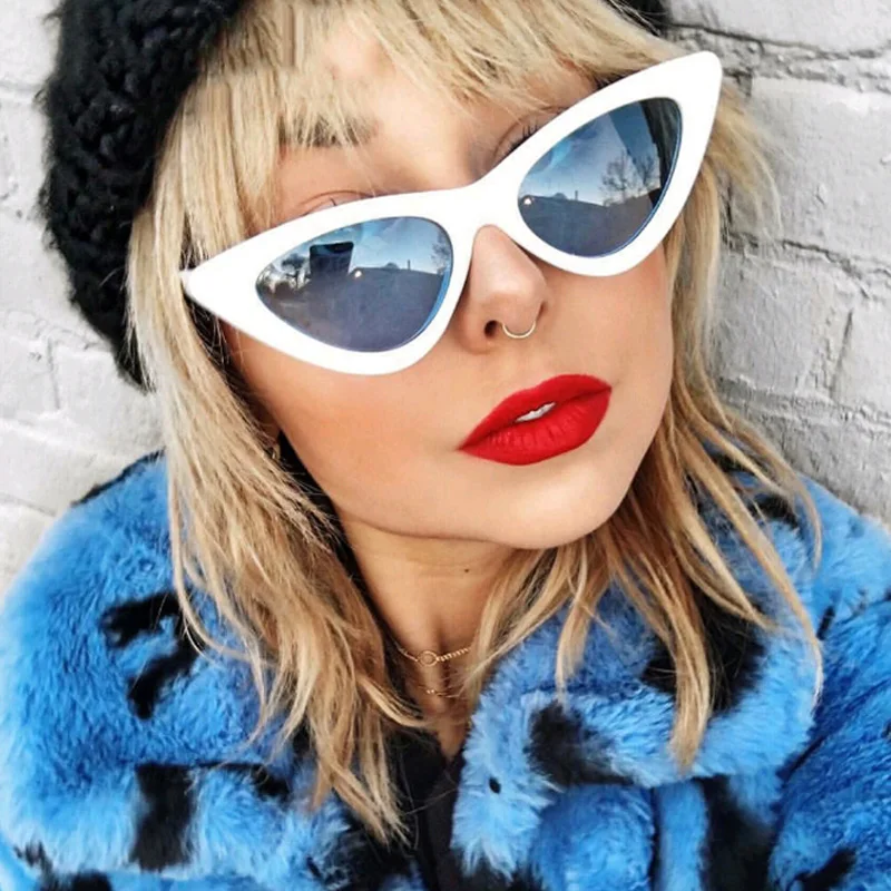 

Cute Sexy Retro Cat Eye Sunglasses Women Small Black White 2019 Triangle Vintage Cheap Sun Glasses Red Female UV400, Custom colors