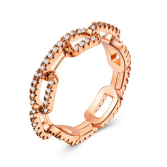 

Creative Chain Zircon Silver Plated Rose Gold Multicolor Ring