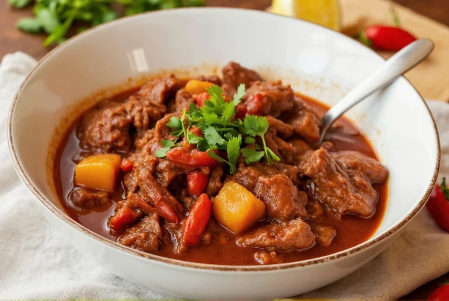 Close-up of spiced beef in a slow cooker