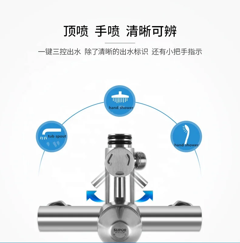 
wall mount SUS304 Stainless Steel Bathtub Shower Faucet Set 