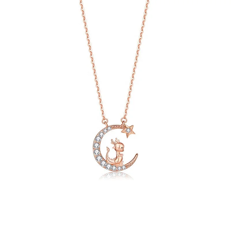 

Women's Jewelry Gold-plated Zodiac Stars and Moon Small Animal Rabbit Cow Horse Ms. Initial Necklace, Picture shows