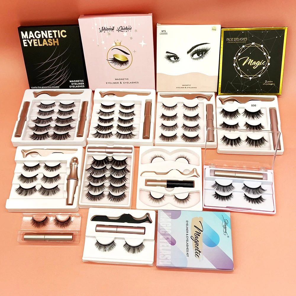 

free sample high quality magnet lashes 1 3 5 10 pairs magnetic eyelash kit wholesale magnetic eyelashes