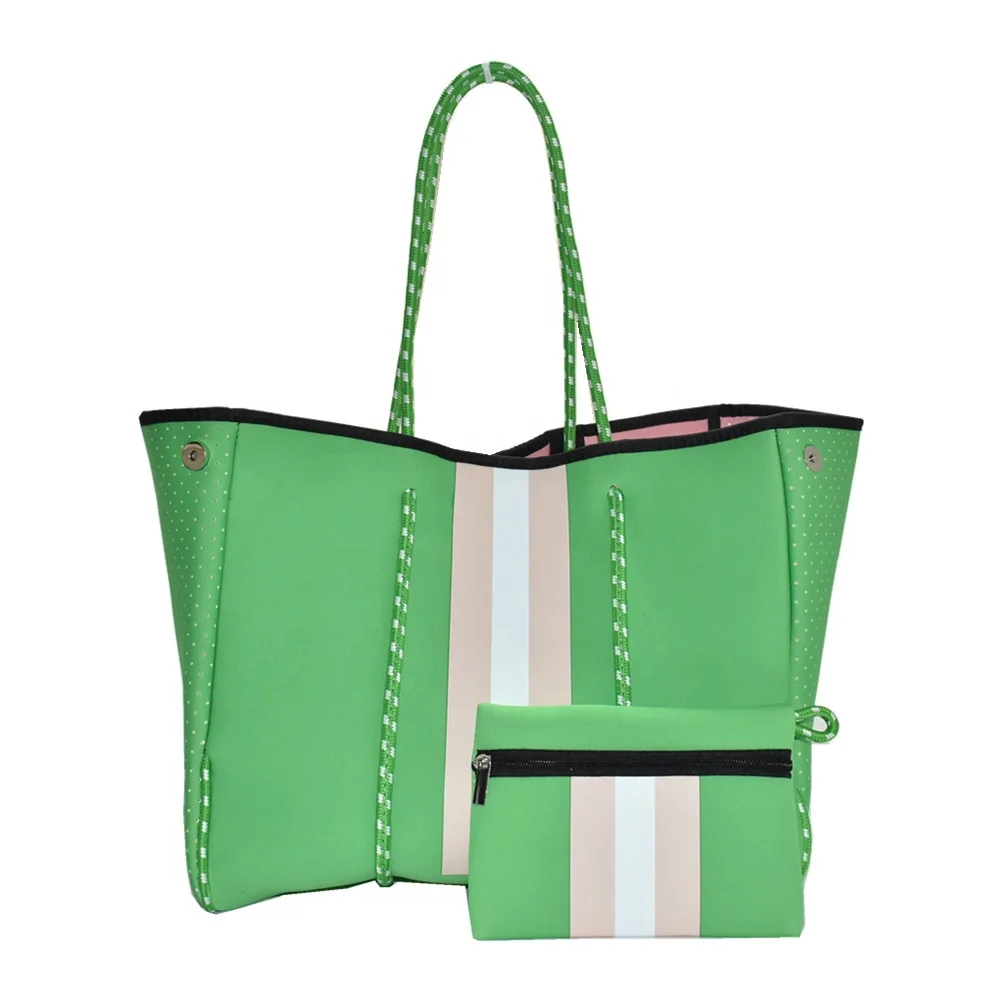 

2022 New G01 In Stock PINK, GREEN Neoprene Handbags Designer Tote Waterproof Large Tote Beach Handbag For Women, Rainbow