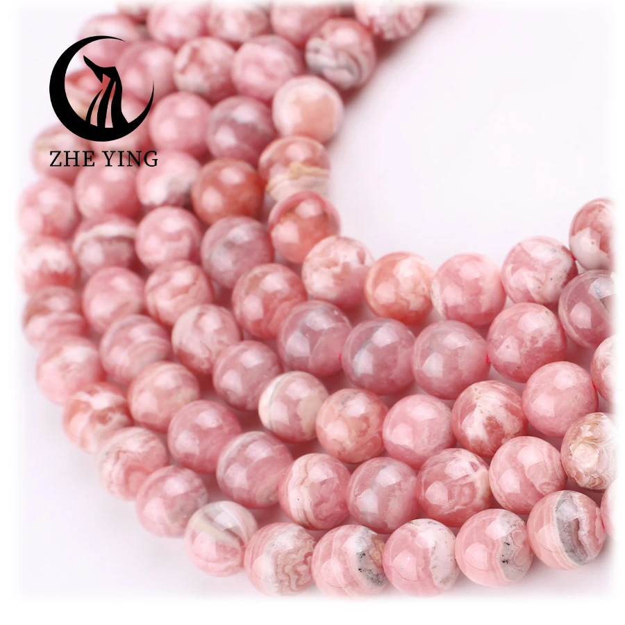 Zhe Ying 6/8/10mm rhodochrosite beads from Argentina heailing crystal bracelet gemstone necklace Argentinian Rhodochrosite beads