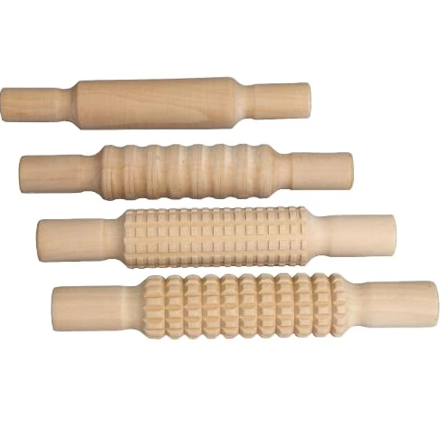 

Eco Friendly Natural Baking Cookies Biscuit Fondant Cake Dough Wooden Embossed Rolling Pin Set For Kitchen, Natural wood color