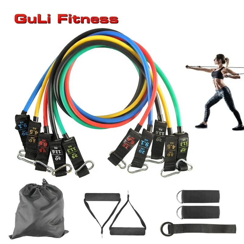 

Resistance Bands Set with Handle Workout Bands with 5 Stackable Exercise Bands, Door Anchor, Handles, Legs Ankle Straps for Gym, Yellow,red,blue,green,black or customized