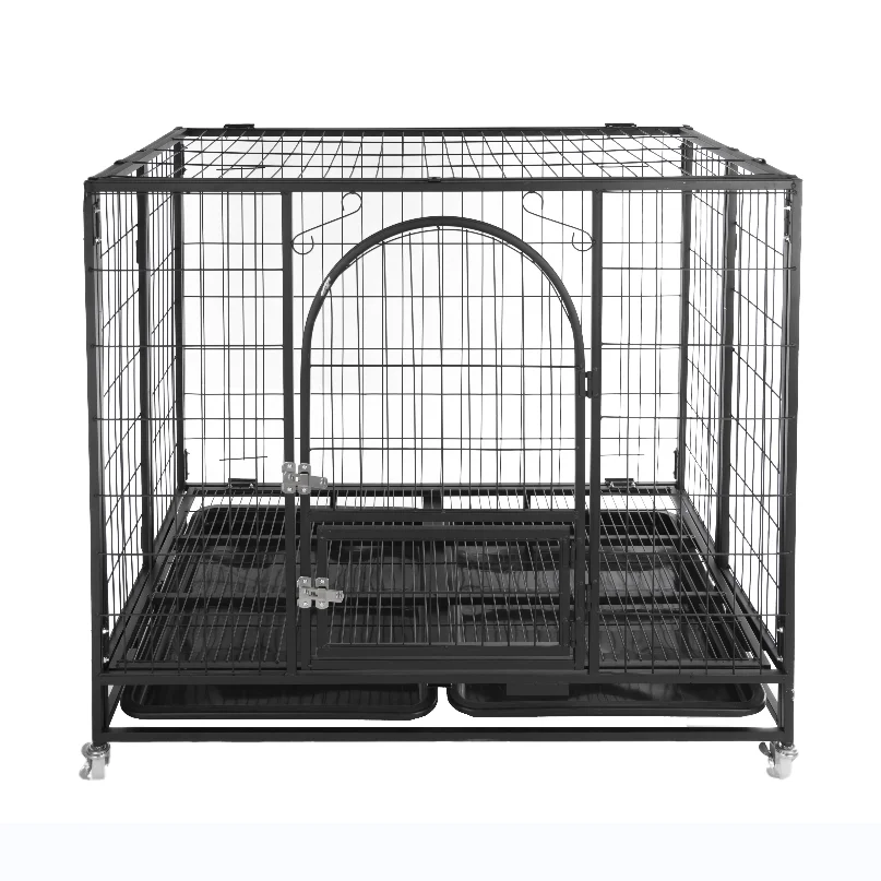 

High Quality Folding Outdoor Heavy Duty Dog Crates Large Kennel Metal Dog Cage With Wheels