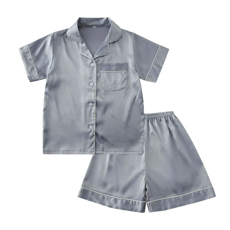 

Satin pajamas set kids size pyjamas sleepwear for child silk nighty 6028, Many colors