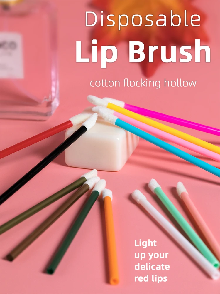 Pack 50 Flocked Tip Applicator Lip Gloss Wand Lipstick Fiber Tip Lip