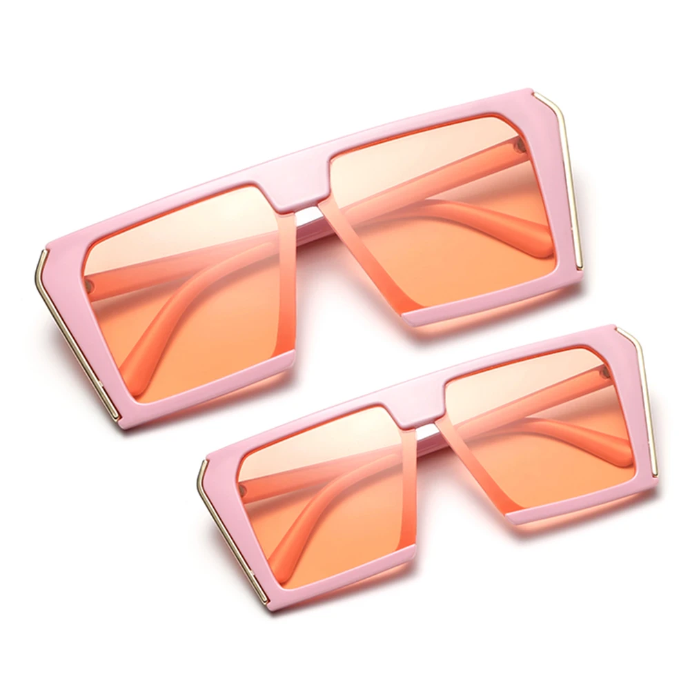 

Street Style Square Sun Glasses Plastic Kids Shades Sunglasses Matching Mother and Daughter Ladies 1set 2 Pcs Fashion Sunglasses, Picture shows