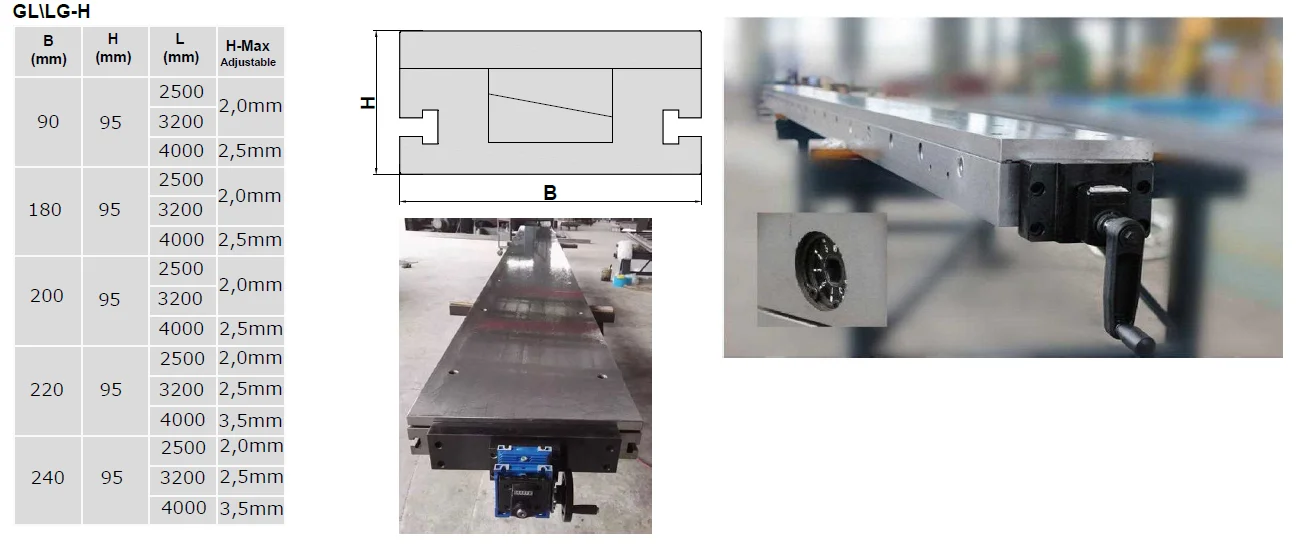 Golin Die Table Of Press Brake Crowning Tables For Adjustment