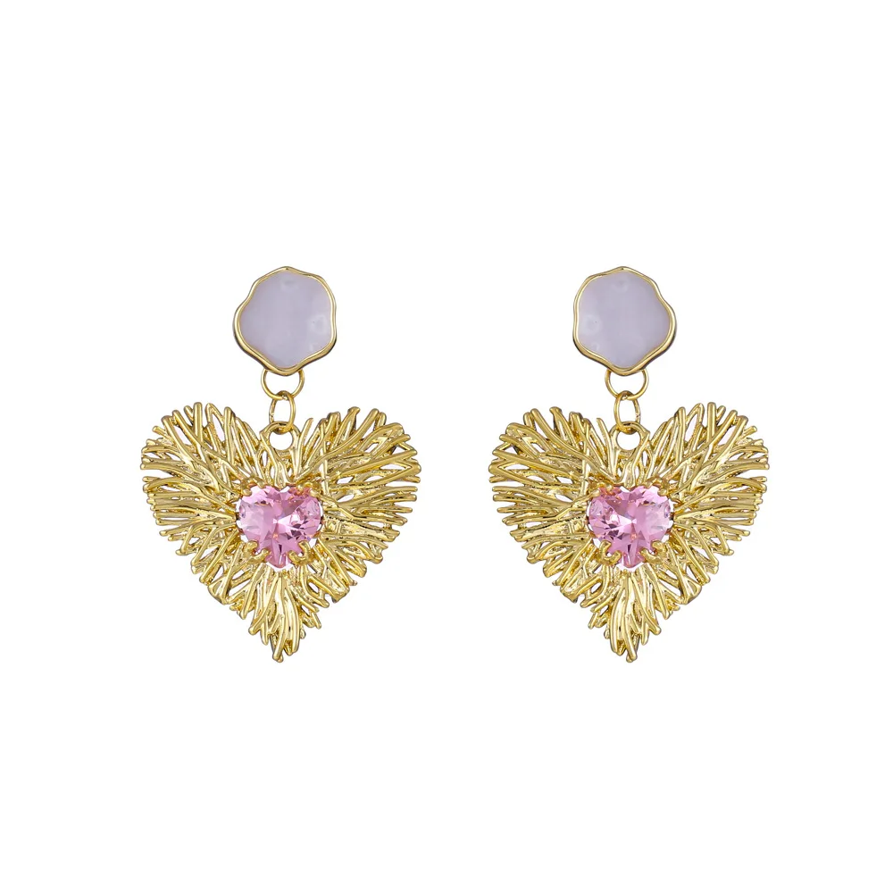 

MYSO New Ins Hollow Design Gold Earring Exquisite Earrings For Women Fashion Heart Earring