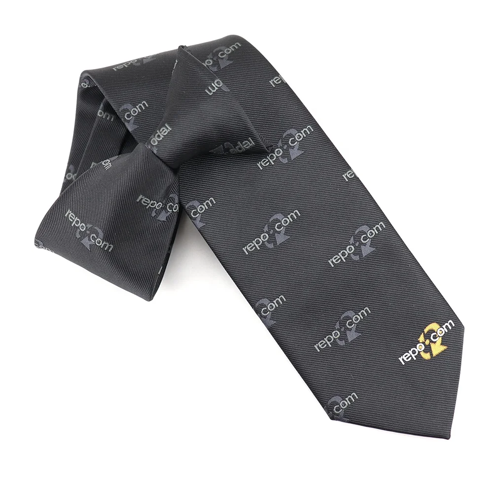 

XINLI Custom Brand Logo Microfiber Necktie Fashion Clip Gravata Black Polyester Tie Men