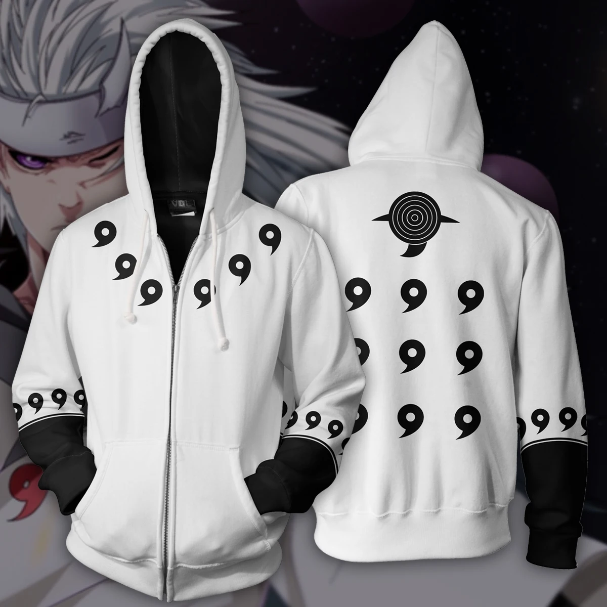 Wholesale Custom Best Custom Logo 100%  Polyester Anime Naruto Mens Hoodie with Zipper