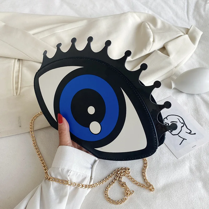 

Creative Eye Shape Handbag Unique Ladies Crossbody Purse Shoulder Chain Bag PU Leather Cosmetic Bags/, As picture