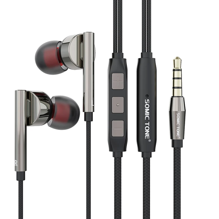 

Wired Headphone Metal Earbuds Noise Cancelling Stereo Heave Bass Earphones Gaming Handsfree Earphone with Micphone