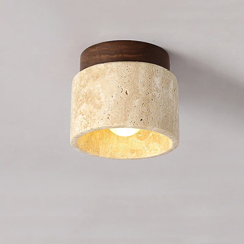 Travertine Stone LED Scandinavian Ceiling IP33 Surface Mounted Home Decor Living Room Restaurant Hotel Corridor Wabi Sabi