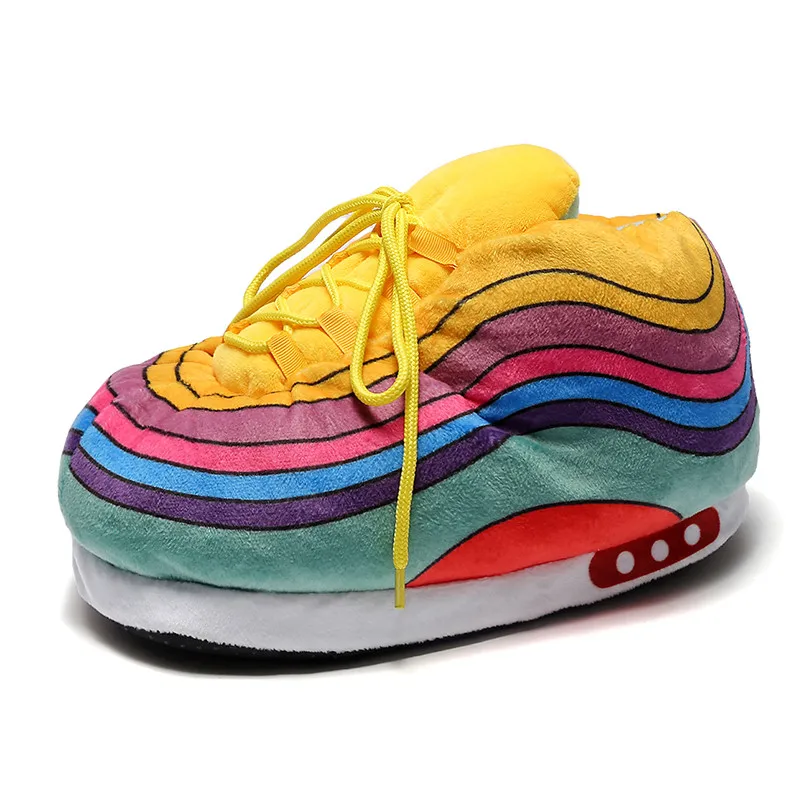 

Colorful Pantunflas Faux Plush Home Warm Men Women Big Fluffy Sneakers Slippers