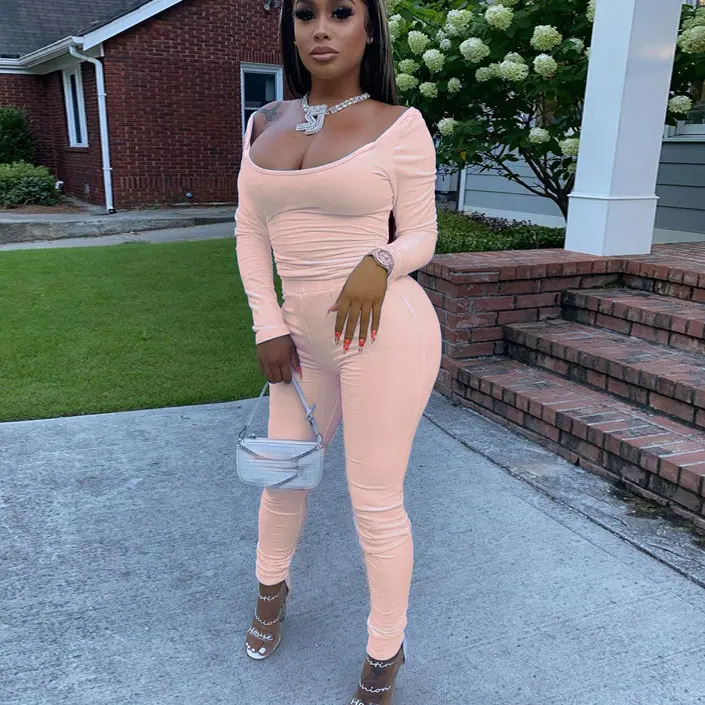 

S3126A Fashion solid color women two piece tracksuits