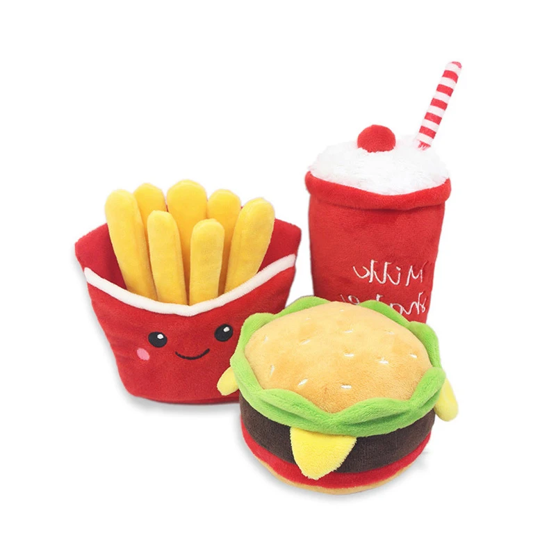 

2021 Hot Sale Wholesale Plush Dog Toy Pet Supplies Squeaky Fast Food Dog Toy