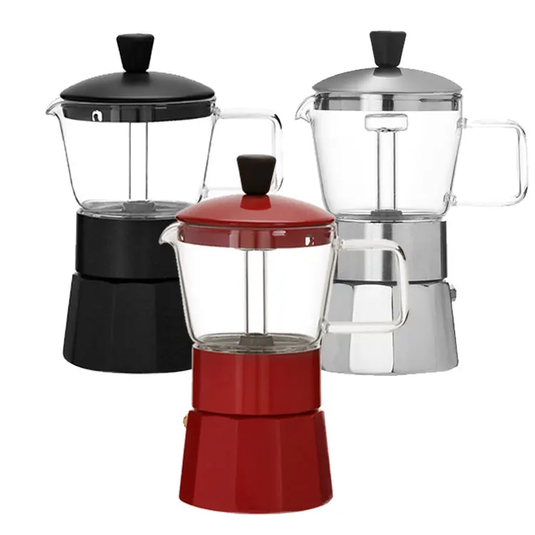 

Eco-friendly Stocked 6 Cup Espresso High Quality Moka Coffee Maker Glass