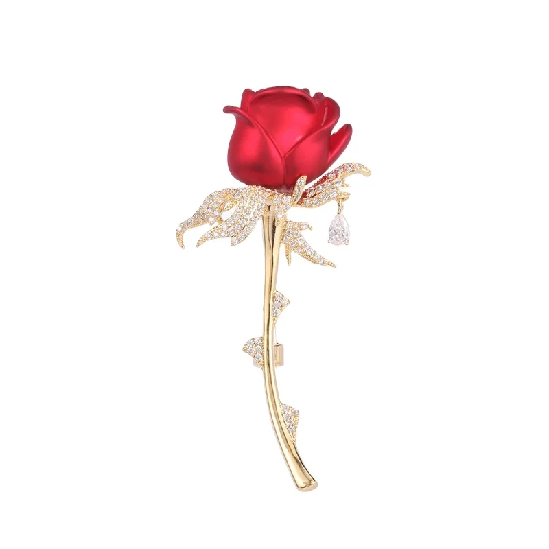 

18k Gold Luxury brooch women rinhestone Luxury flower brooch rose brooch for ladies