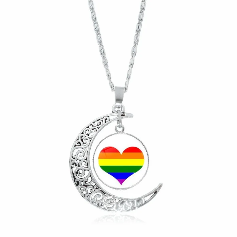 

Rainbow Pride Bisexual Transgender Pendant Necklace Time Gem Necklace LGBT Necklace for Women Men, Picture shows
