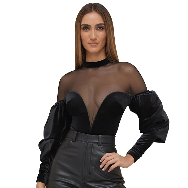 

2021 arrival boutique clothing vendor designer sexy club wear bodysuits for women tops bodysuit, Picture