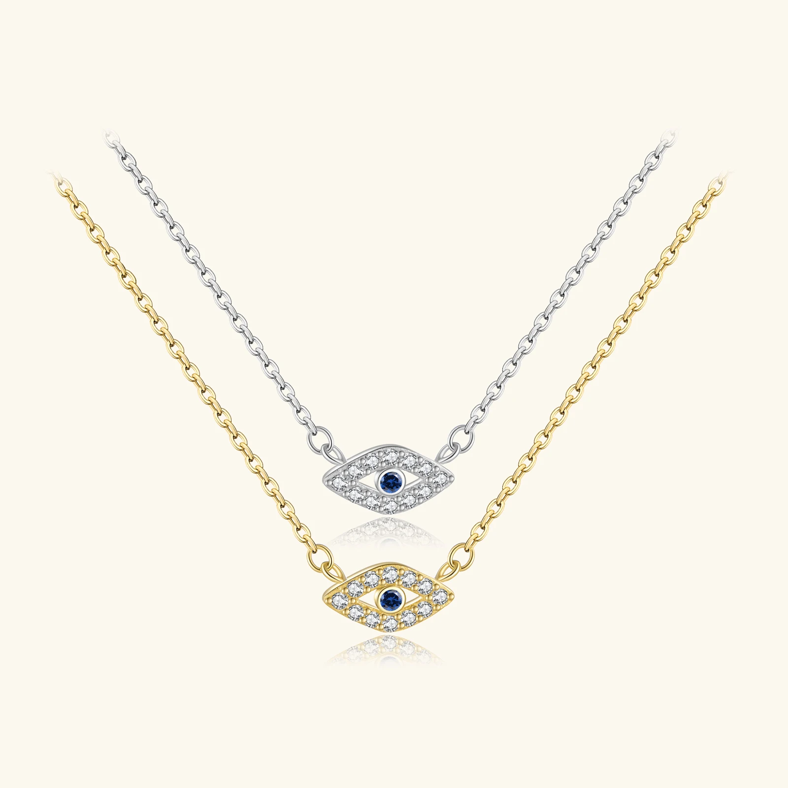 FUAMAY 925 Silver Blue Evil Stone Eye Charm Necklace Adjustable Link Chain with Pearl for Gift