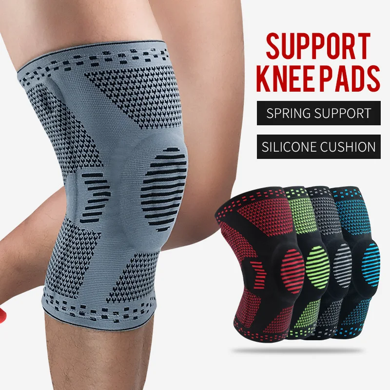 

AMZ Supplier rodillera anti slip silicone padded elastic mesh fabric stabilizing orthopedic knee support brace, See below