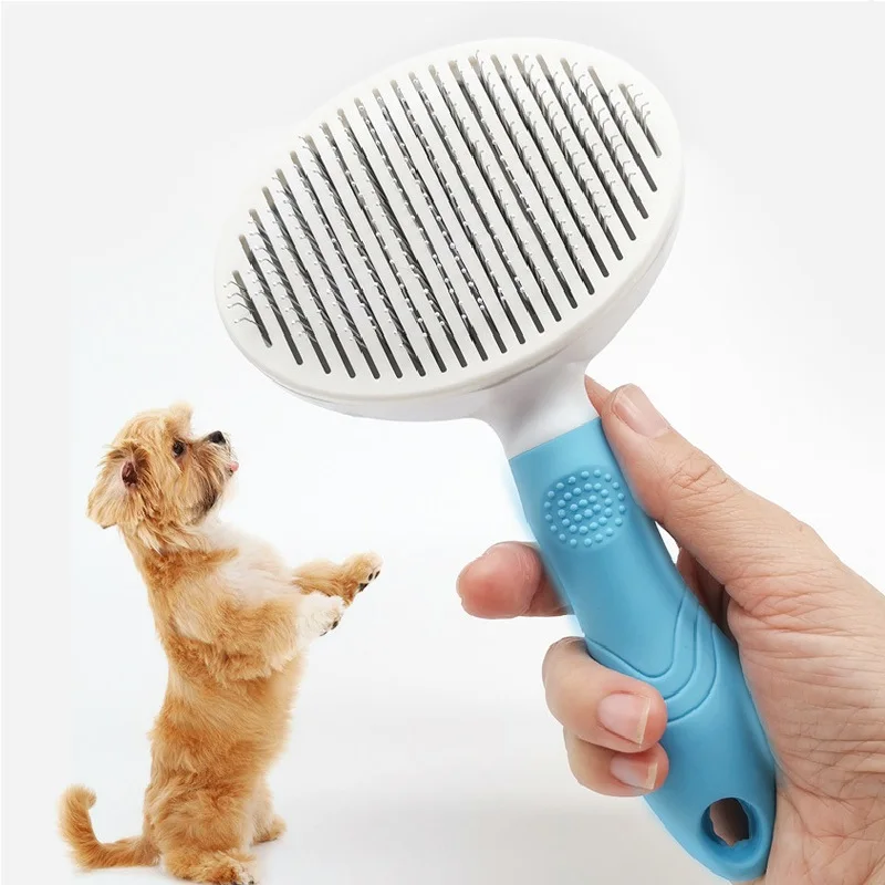 

pet cleaning grooming supplies dog hair removal comb pet comb stainless automatic epilator cat hair brush dog slicker brush