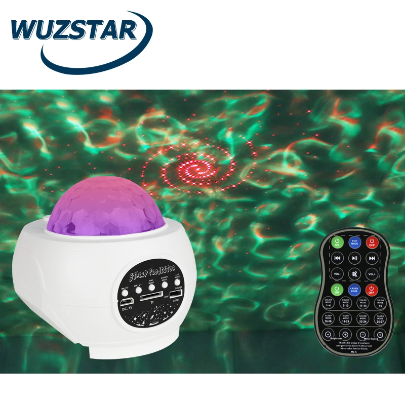 

WUZSTAR star projector night light 8W voice control rgb led bed lights blue-tooth music speaker starry projector for decoration