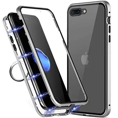 

Double Side Front +Back 360 Degree Magnetic Adsorption Metal Glass Case For iphone 11 6 7 8 max plus case Back Cover