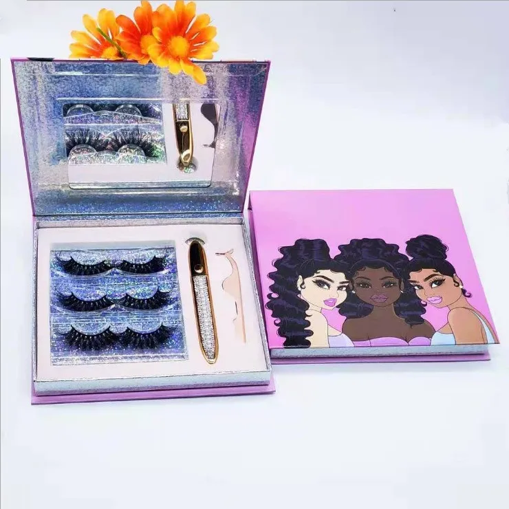 

Custom Eyelash Packaging Boxes 3D Mink Eyelashes Empty Lashes Cases lash book