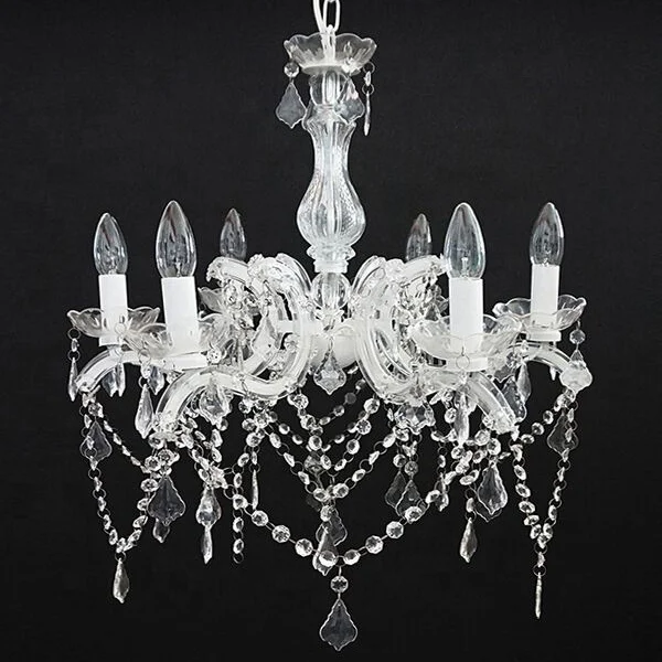 Modern Decoration pendant lighting chandelier Clear Acrylic Crystal Multi 6 Arms crystal White Chandelier lighting for  Wedding