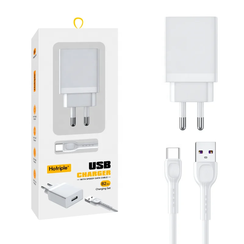 

Hotriple B2euT K Promotional 5V 2A Type C cable attach EU plug USB port Fast Charging Charger Adapter Wall Charger Travel Charge