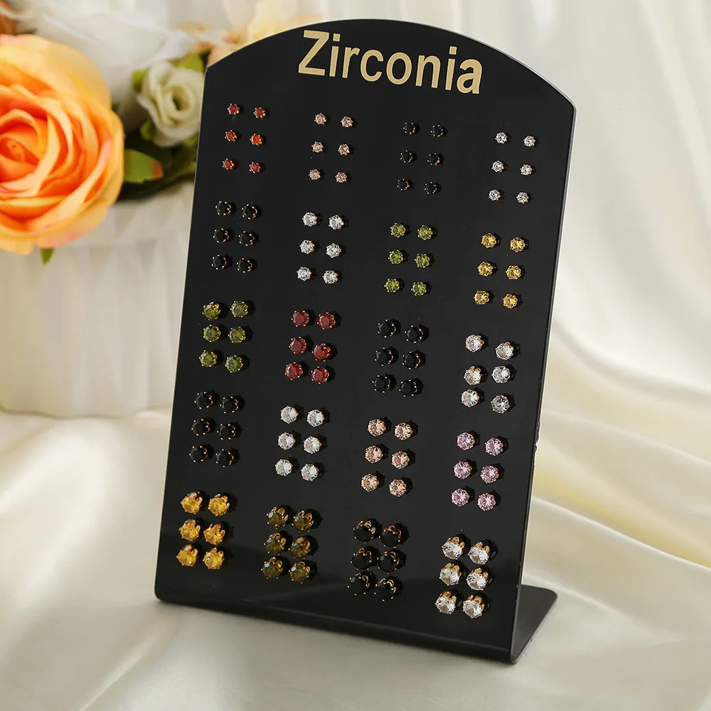 

60Pairs/Set 2021 New Fashion High Quality Earrings Jewelry Women Zircon Stud Earrings Set For Women Gilrs, As a picture