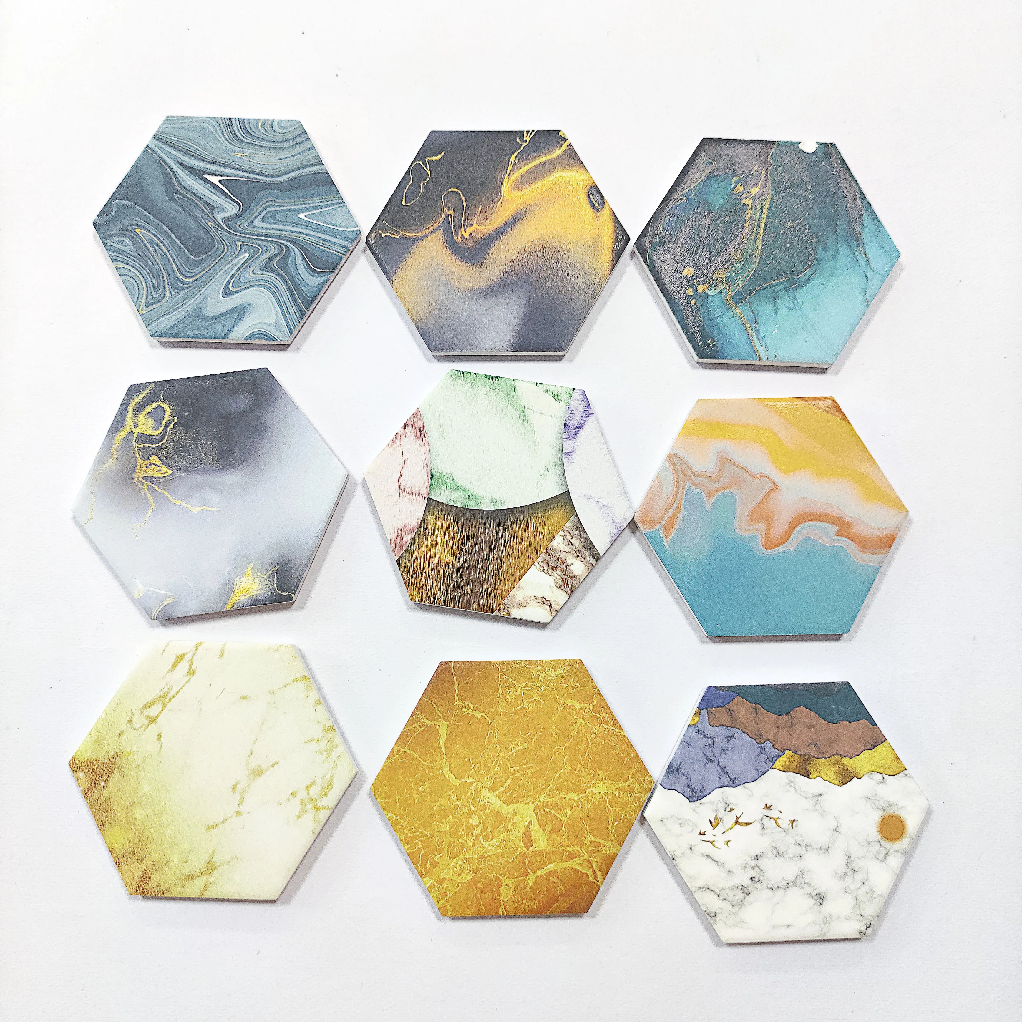 

2020 Free Sample Custom Diatomaceous Earth Absorbent Ceramic Stone Hexagon Drinks Coaster