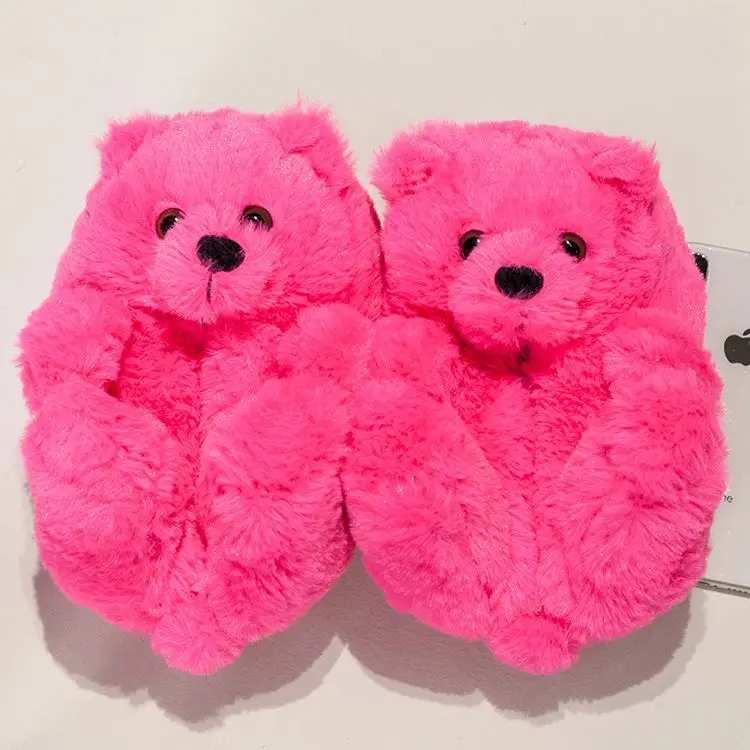 

Wholesale hot winter cute comfortable plush indoor teddy bear slippers, Picture