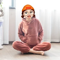 

Winter Women Thick Pajamas Sets Warm Suit Female Sleepwear Autumn Homewear Suit Female Pyjama Home Clothes