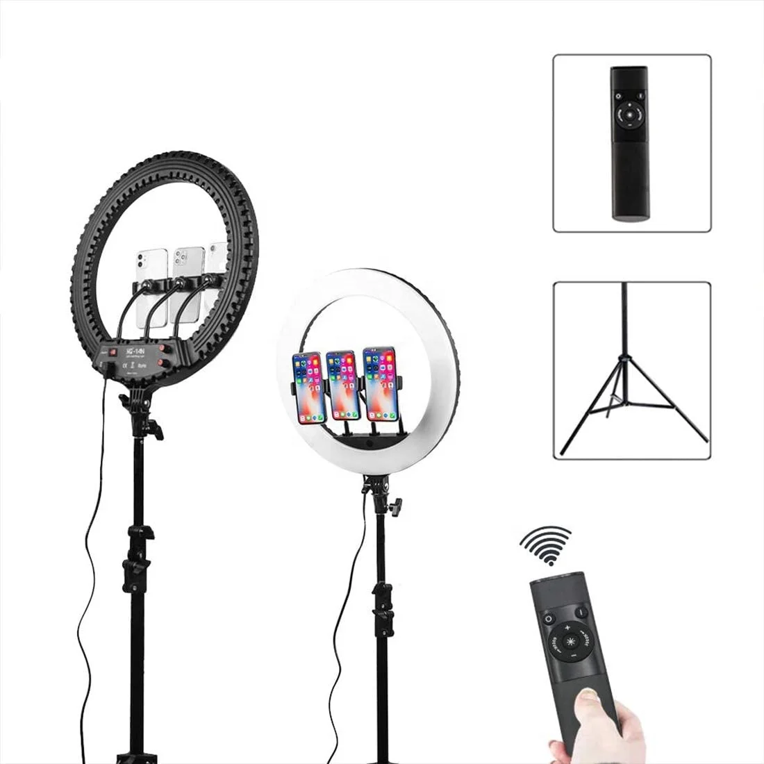 

3 Color Modes 14 Inch Remote Control Dimmable Ring Light, 3000k-6000K Live Makeup YouTube Selfie Soft Lamp with 1.9M Tripod