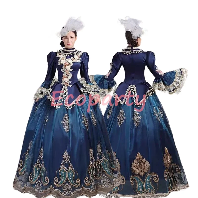 

Medieval Dress Rococo Baroque Marie Antoinette Blue Ball Dresses 18th Century Renaissance Historical Period Dress Gown for Women