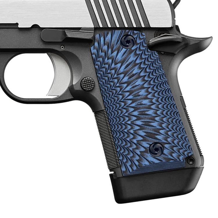 

G10 gun grip custom logo for Kimb Micro Carry 9 9mm with Ambi safety, Sunburst Texture