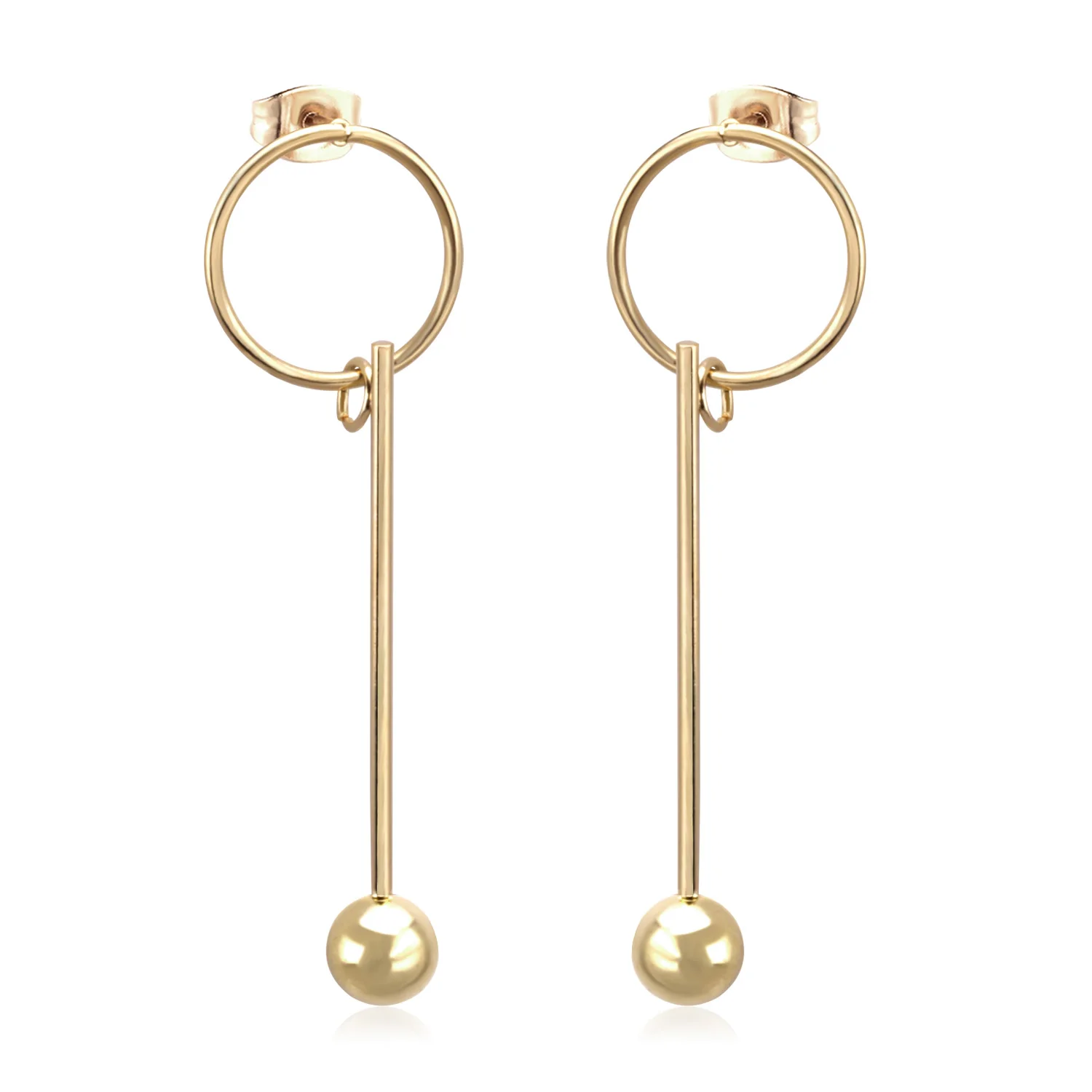 

Fashion gold hoop stainless steel ball jewelry drop pearl earrings for women girl